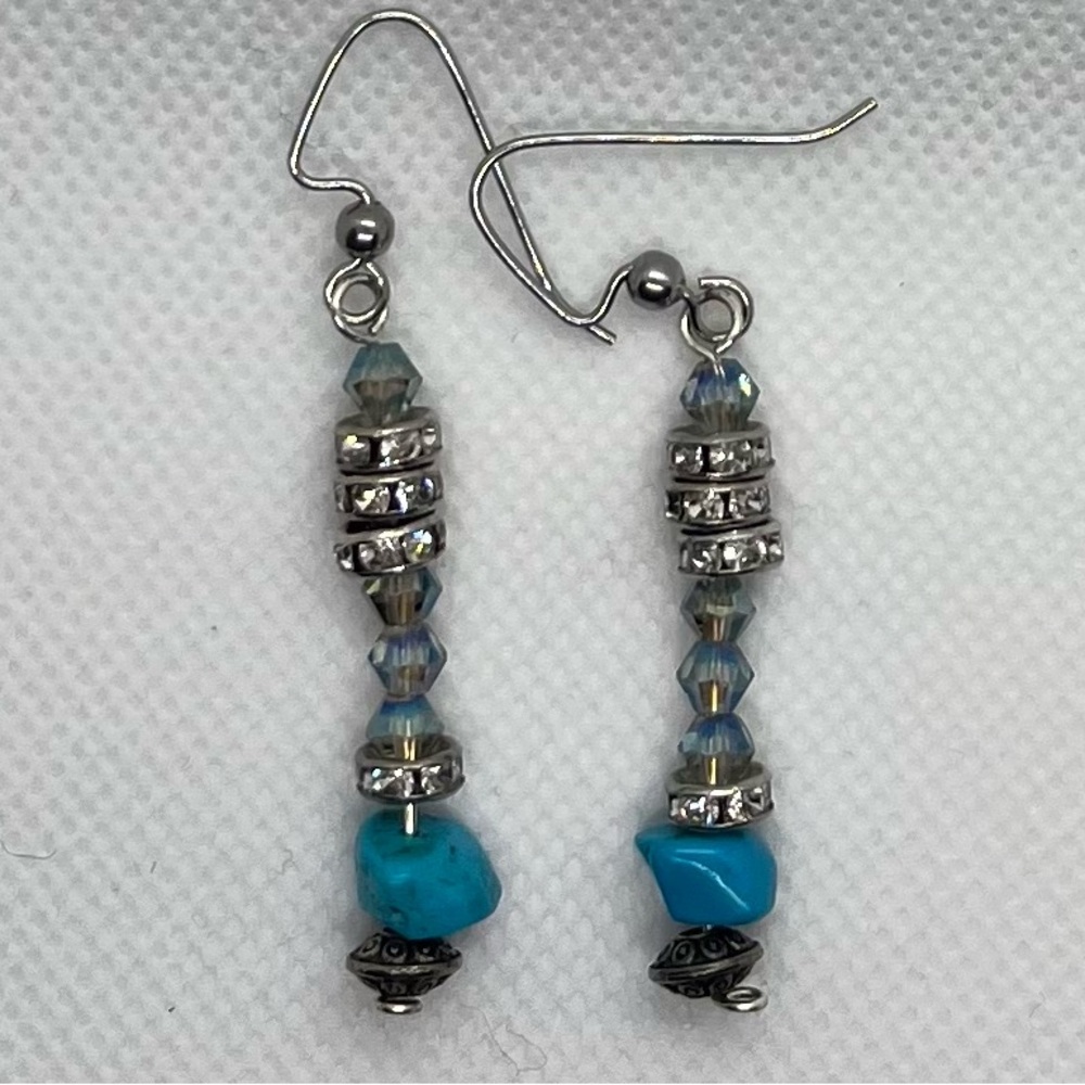 Elegant Silver and Blue Beaded Earrings
